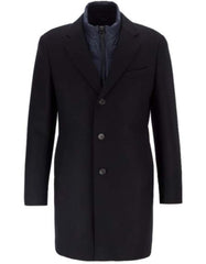 Mens Long Dress men's Dress Topcoat - Winter coat 100% Cashmere Fabric Standard Length Coat Dark Blue - Men's Tuxedo USA