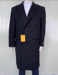 Mens Full Length Wool and Cashmere Overcoat - Winter Topcoats - Black Coat - Men's Tuxedo USA