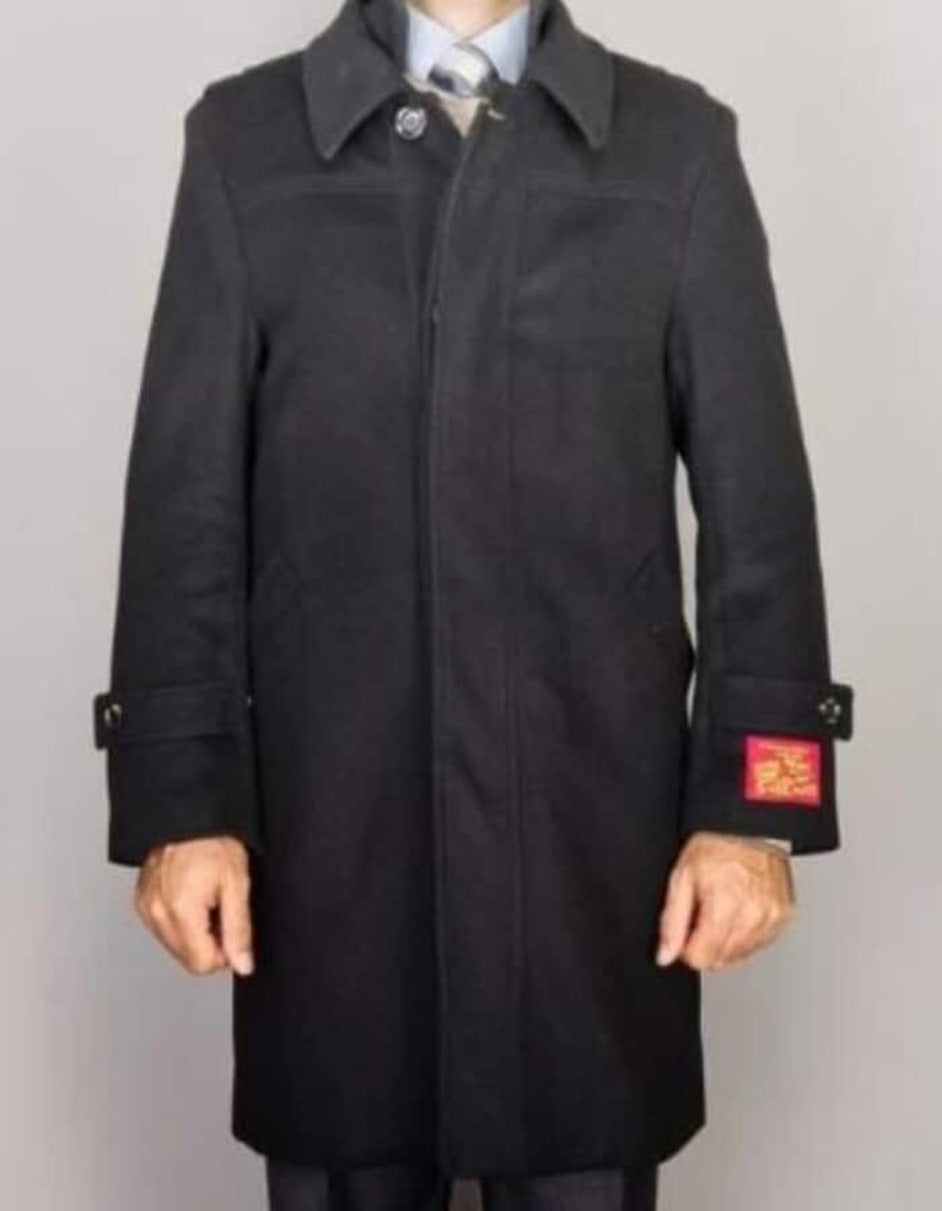 Mens Overcoat - Topcoat For Men - Winter Fabric - Men's 1930s cashmere wool blend black Overcoat - Men's Tuxedo USA