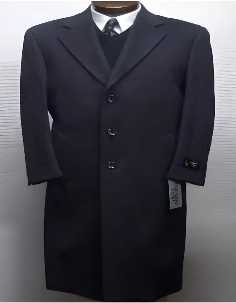 Mens Overcoat - Topcoat For Men - Winter Fabric - Dark Charcoal Gray classic model features button front Wool men's Overcoat - Men's Tuxedo USA