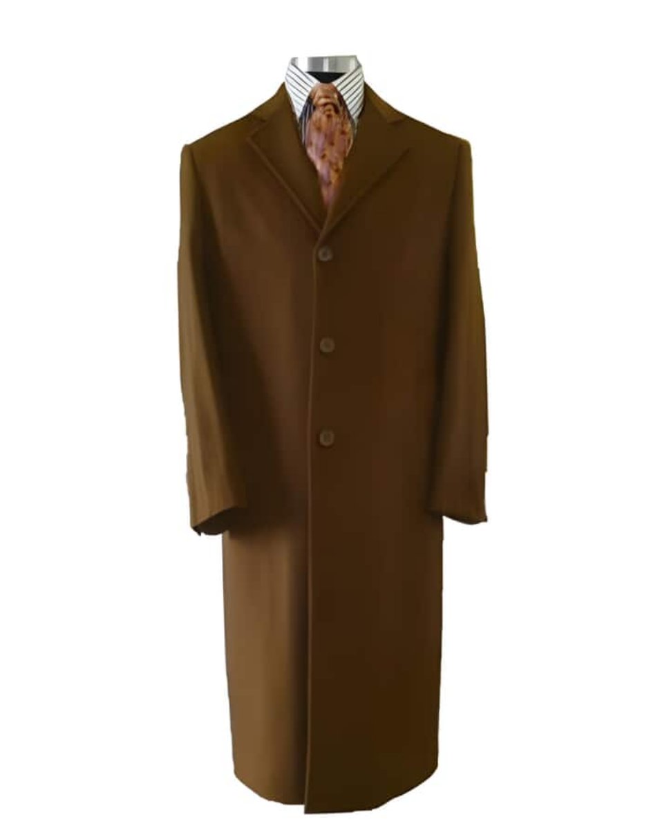 Camel Hair Top Coat - Luxury Cashmere Coat - Big and Tall Cashmere Overcoats - Top Coats For Men Brown