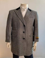 Chesterfiled Overcoat - Chesterfiled Three Qurter men's Coat Wool Topcoat + Gray - Men's Tuxedo USA