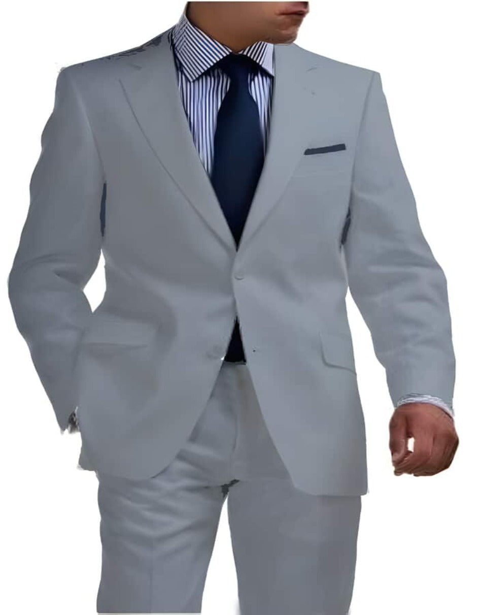 Linen Suit - Mens Summer Suits Light Gray Color - Beach Wedding - Men's Tuxedo USA