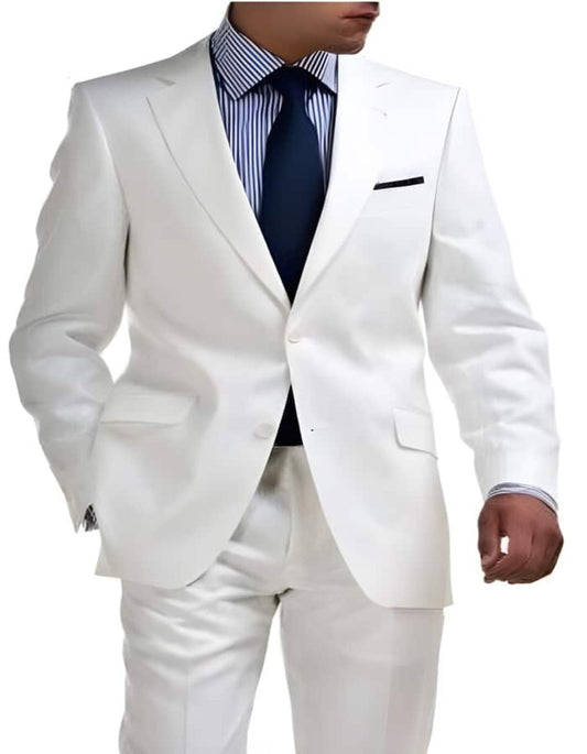 Linen Suit - Mens Summer Suits in  White 2 Button - Beach  Wedding - Men's Tuxedo USA