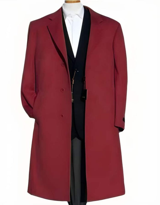 Dark Burgundy Soft Finest Grade Of Cashmere & Wool Overcoat ~ Long men's Dress Topcoat - Winter coat - Men's Tuxedo USA