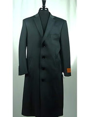 4 Button Wool Blend Dark Charcoal Grey Bravo Top Overcoat - Men's Tuxedo USA