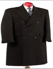 Men's Double Breasted Charcoal Grey Six Button Fully Lined Long Coat - Men's Tuxedo USA