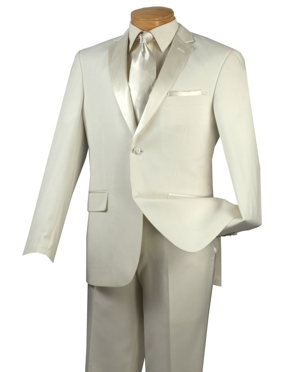 Mens Vested Designer Wide Velvet Shawl Cream Tuxedo - Men's Tuxedo USA