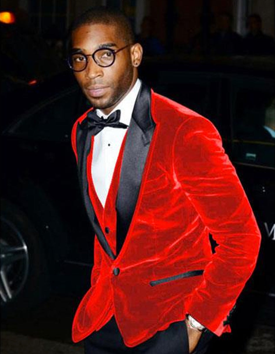 Mens Designer Velvet Tuxedo Jacket in Red - Men's Tuxedo USA