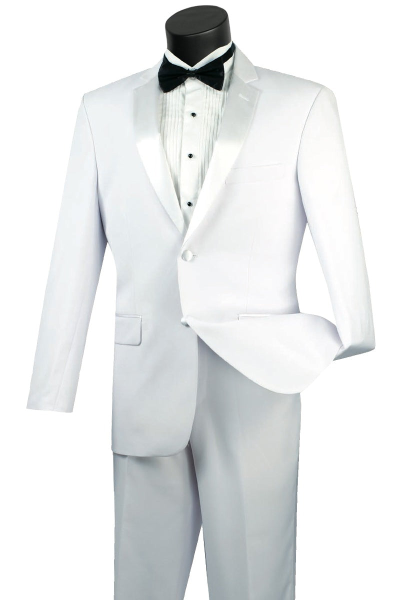 Mens Modern Fit 2 Button Tuxedo in White - Men's Tuxedo USA