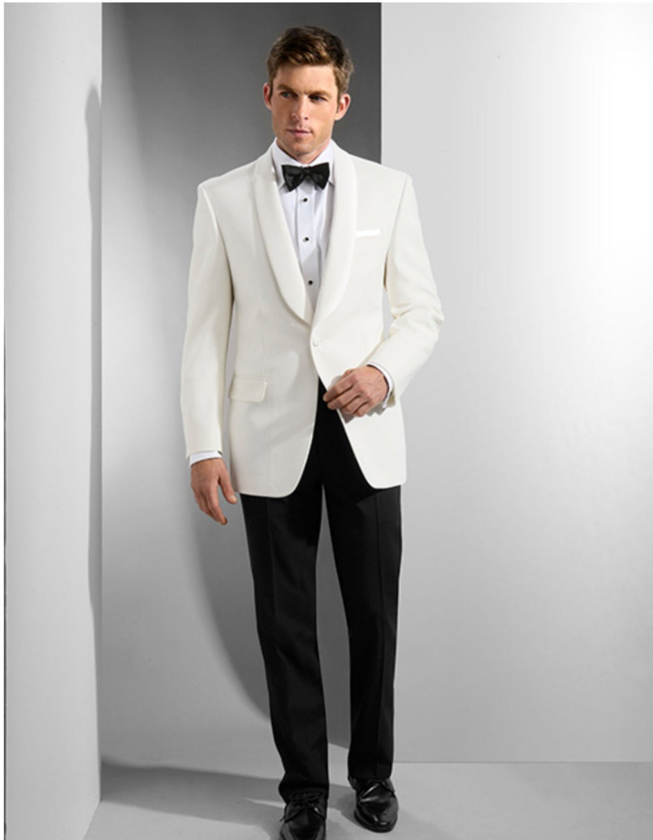 Mens Designer Cream Tuxedo & Black Traditional Shawl Dinner Jacket - Men's Tuxedo USA