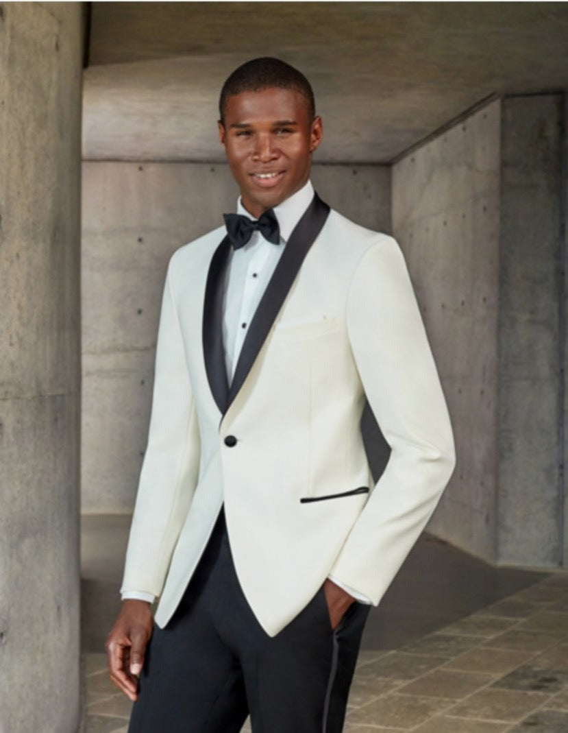 Mens Designer Ivory & Black Traditional Shawl Dinner Jacket - Men's Tuxedo USA