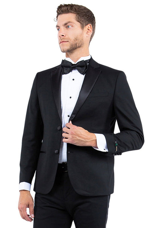 Men's Modern Fit Two Button Notch Lapel Tuxedo Separates Jacket in Black - Men's Tuxedo USA