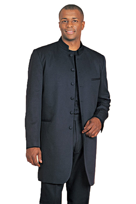 Mens Long Mandarin Collar Zoot Suit Tuxedo in Black - Men's Tuxedo USA