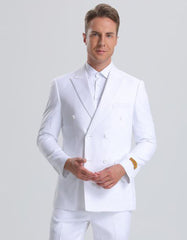 Mens Double Breasted Summer Seersucker Suit in White Pinstripe - Men's Tuxedo USA