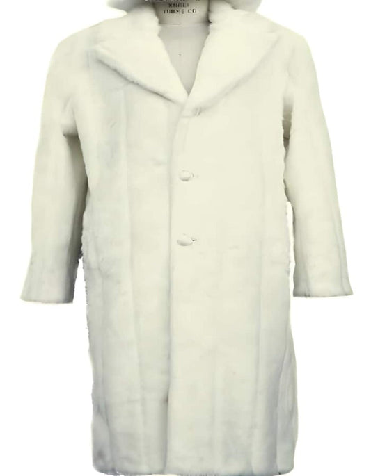 Faux Fur Overcoat - Long Top Coat Full length Coat Off-White - Men's Tuxedo USA