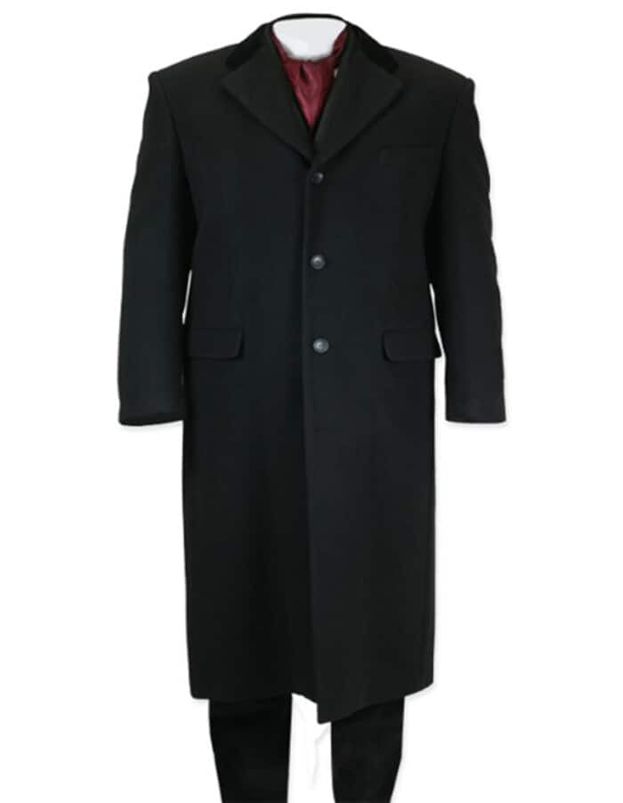 Full Length Long men's Dress Topcoat - Winter coat in Black - Men's Tuxedo USA