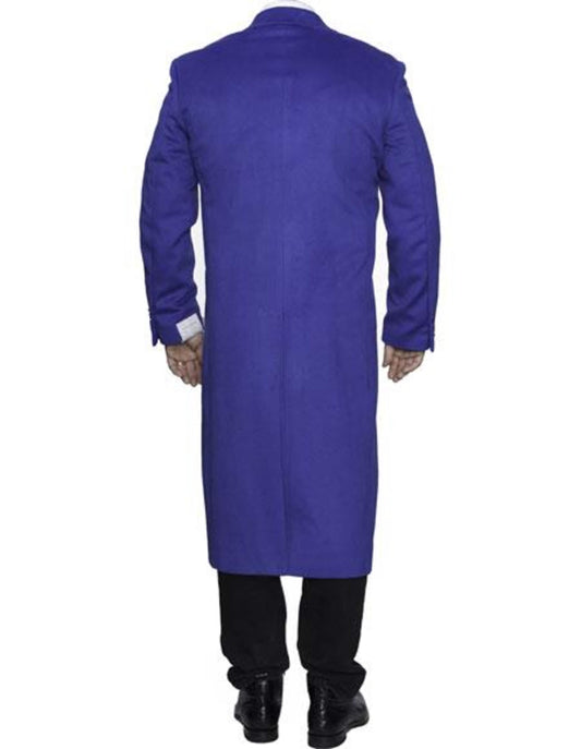 Mens Overcoat - Topcoat For Men - Winter Fabric - Full Length Royal Blue Wool Dress Ankle length Top Coat/Overcoat - Men's Tuxedo USA