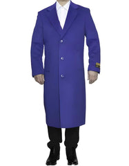 Mens Overcoat - Topcoat For Men - Winter Fabric - Full Length Royal Blue Wool Dress Ankle length Top Coat/Overcoat - Men's Tuxedo USA