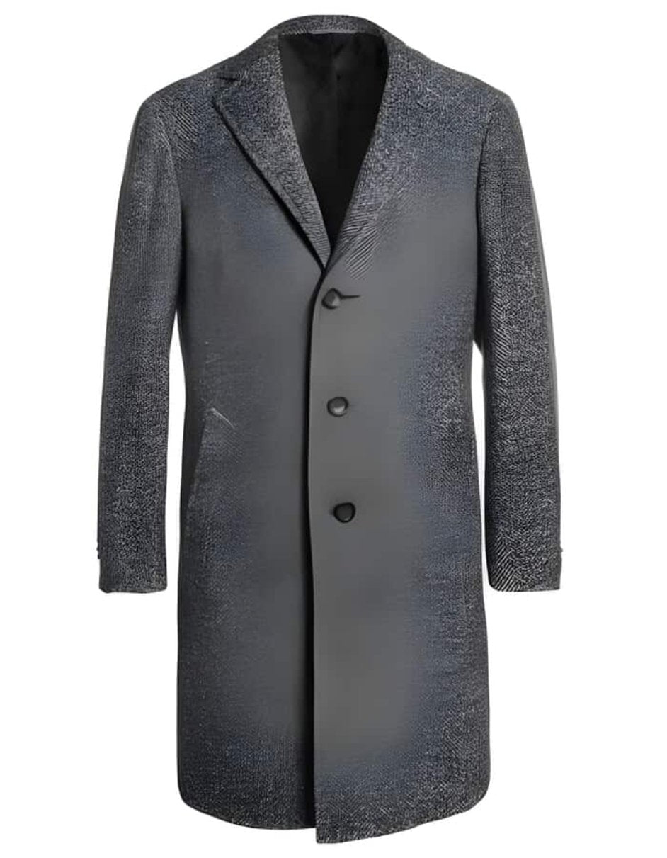 Full Length Tweed Herringbone Ankle length Gray Overcoat - Mens Topcoat - Men's Tuxedo USA