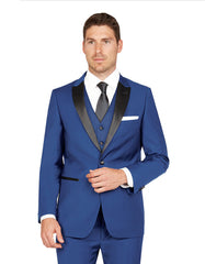 Mens Vested One Button Peak Lapel Tuxedo in Midnight Blue - Men's Tuxedo USA