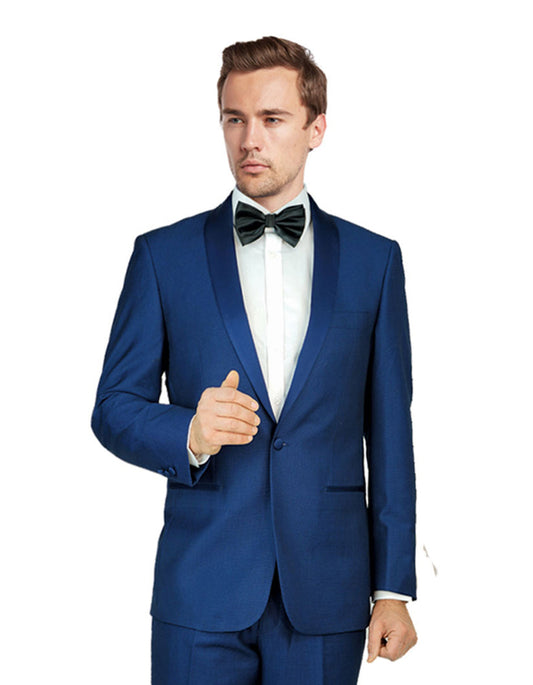 Mens One Button Shawl Lapel Tuxedo in Midnight Blue - Mens Slim Fitted Tuxedo - Men's Tuxedo USA