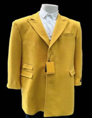 Mens Overcoat - Topcoat For Men - Winter Fabric- Mens Gold - Yellow Wool Fashion Overcoat - Gold - Yellow Carcoat - Men's Tuxedo USA