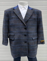 Mens Overcoat - Topcoat For Men - Winter Fabric -Mens Plaid Overcoat - Plaid Wool Topcoats - Gray Carcoat - Men's Tuxedo USA