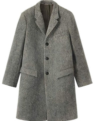 Gray ~ Grey Herringbone ~ Tweed 95% Wool Overcoat ~ Long men's Dress Topcoat - Winter coat - Men's Tuxedo USA