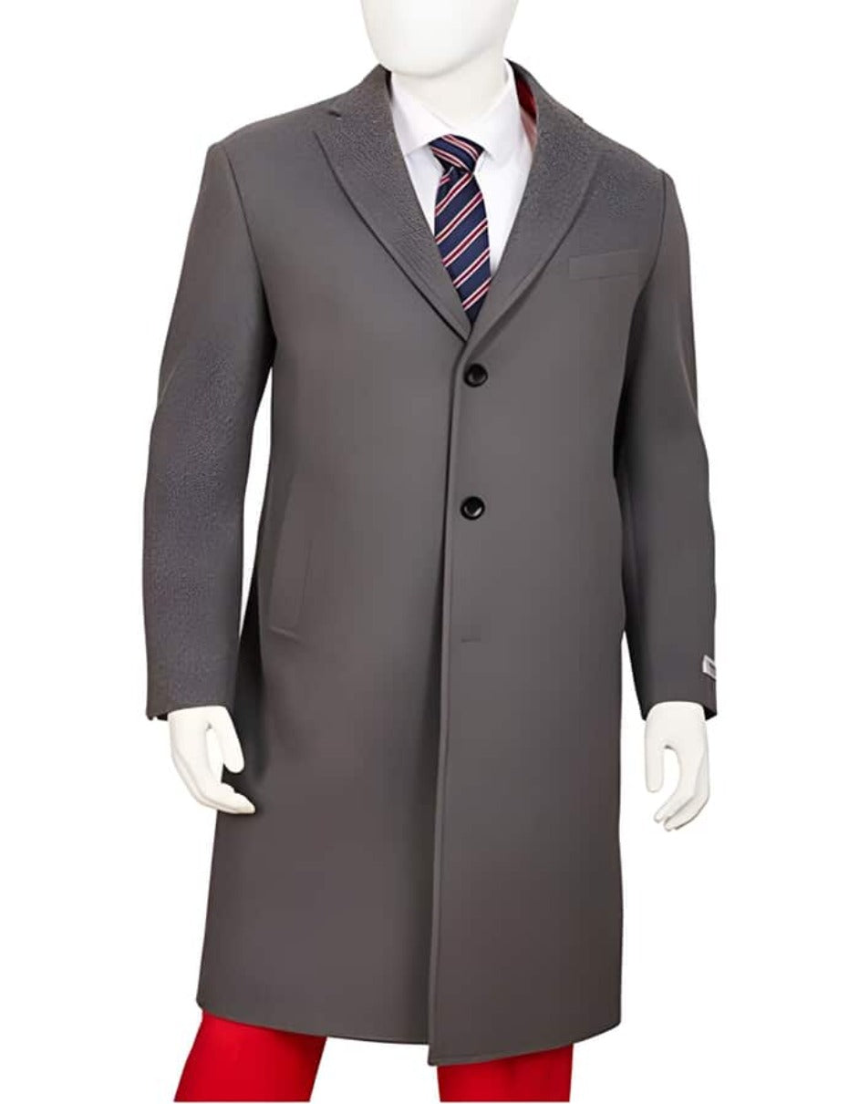 Gray Regular Fit men's Overcoat - Men's Tuxedo USA