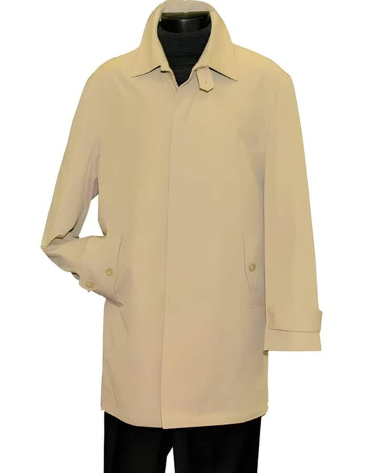 Men's Hidden Button Beige Long men's Dress Topcoat - Winter coat - Men's Tuxedo USA