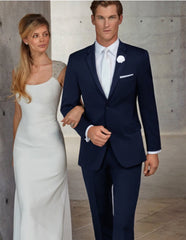 Mens Designer Slim Fit Notch Tuxedo in Navy - Men's Tuxedo USA