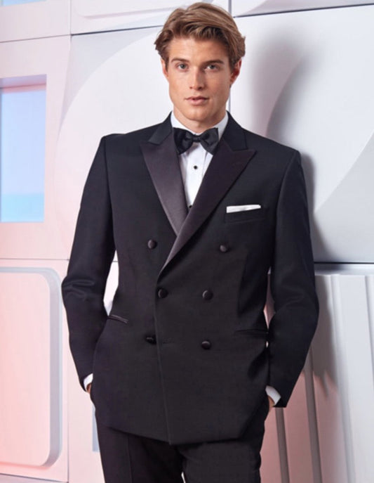 Mens Designer Double Breasted Wool Tuxedo in Black - Men's Tuxedo USA