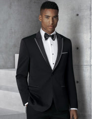 Mens Kenneth Cole Slim Fit Peak Trim Tuxedo in Black - Men's Tuxedo USA