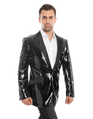 Black Sequin Peak Blazer - Men's Tuxedo USA