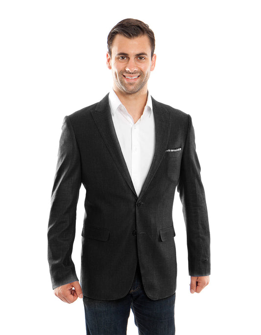 Black Peak Linen Blazer - Men's Tuxedo USA