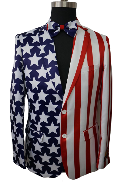 Mens 2 Button Stars & Stripes American Flag 4th of July Patriotic Blazer - Men's Tuxedo USA