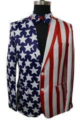 Mens 2 Button Stars & Stripes American Flag 4th of July Patriotic Blazer - Men's Tuxedo USA