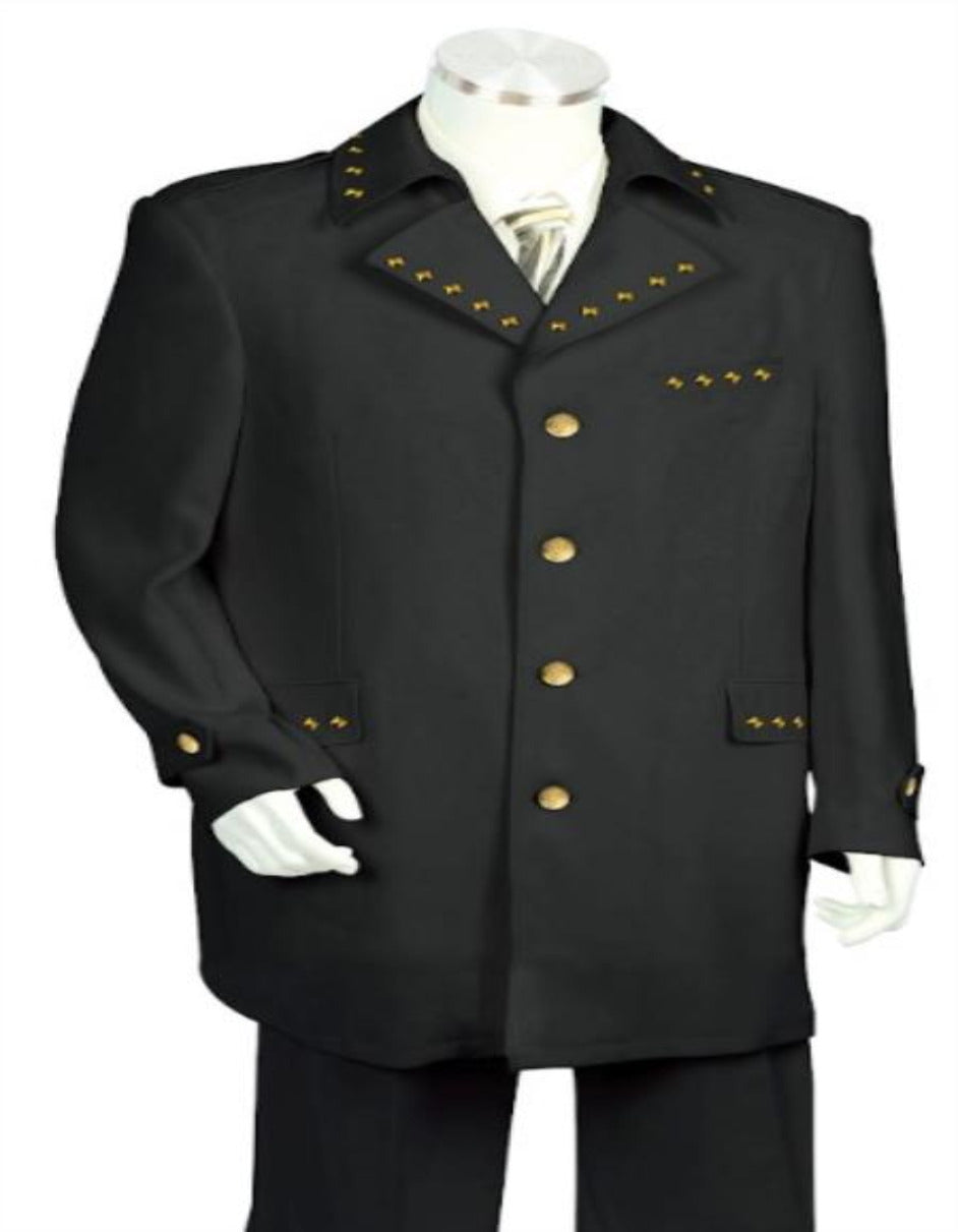 Black Suit With Gold Buttons - 4 Buttons Style - Men's Tuxedo USA