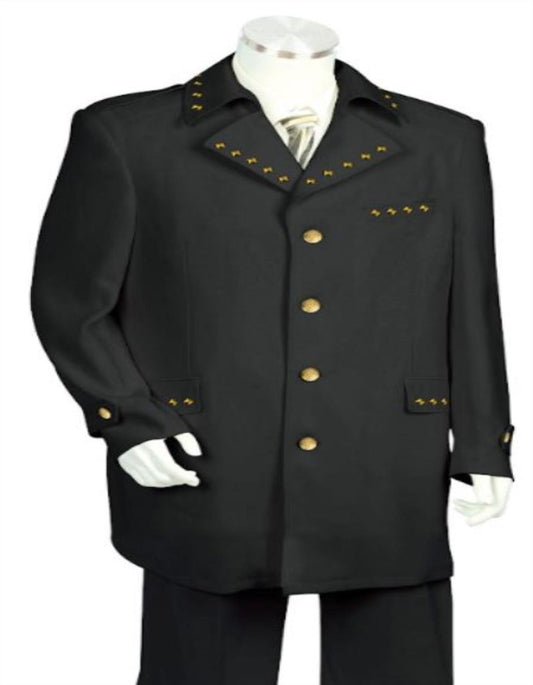 Black Suit With Gold Buttons - 4 Buttons Style - Men's Tuxedo USA