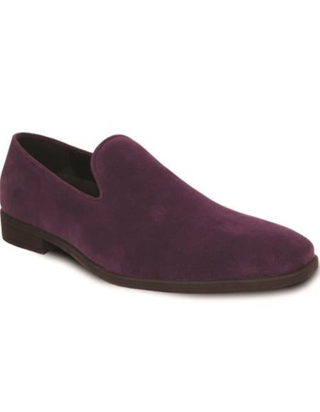 Mens Vegan Suede Wedding and Slip On Loafer Dress Shoe in Purple Mens suede dress shoes