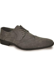 Mens Vegan Suede Wedding and Prom Wingtip Lack Up Dress Shoe in Grey Mens suede dress shoes