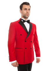 Men's Slim Fit Double Breasted Tuxedo In Red - Men's Tuxedo USA