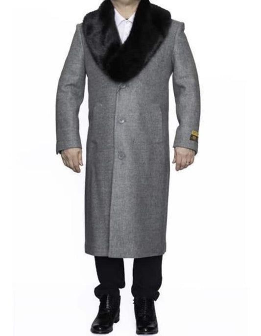 Mens Overcoat - Topcoat For Men - Winter Fabric - Light Grey Overcoat - Mens Light Grey Overcoat - Men's Tuxedo USA