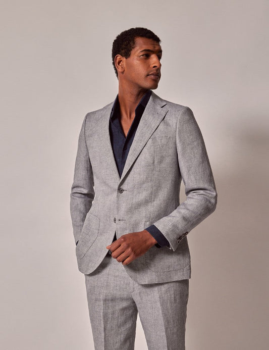 Mens Linen Suit For Beach Wedding - Summer Suit in Light Grey - Men's Tuxedo USA