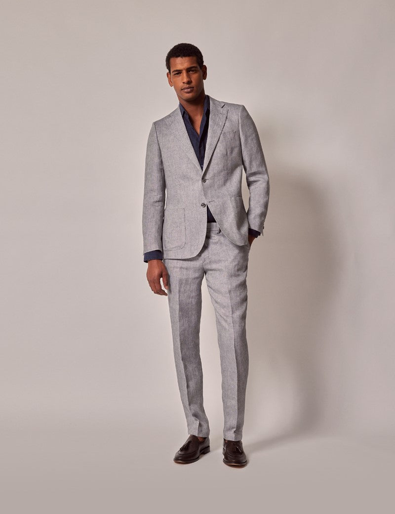 Mens Linen Suit For Beach Wedding - Summer Suit in Light Grey - Men's Tuxedo USA