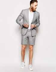 Linen Suit - Mens Summer Suits in Grey Color - Beach  Wedding - Men's Tuxedo USA