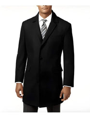 Mens Long Jacket Wool Black men's Car Coat - Men's Tuxedo USA