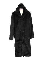 Men's Ankle length men's Overcoat ~ Long men's Dress Topcoat - Winter coat + Matching Hat Black Long Length Black Faux Fur Coat - Men's Tuxedo USA