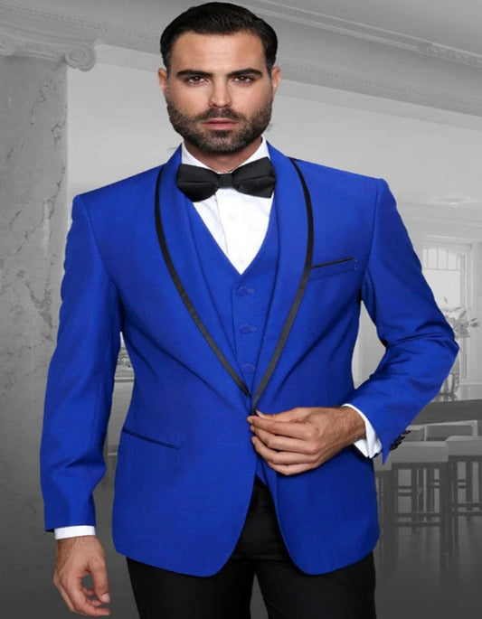 Blue Prom Suit - Blue Homecoming Outfits For Guys Matching Vest Wedding and Prom Tuxedo in Royal Blue - Men's Tuxedo USA